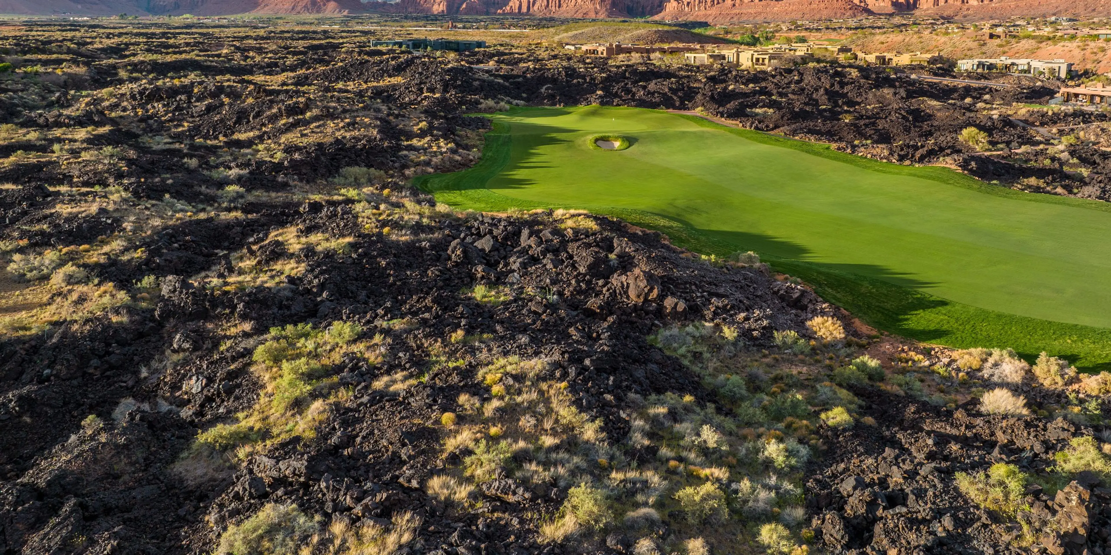 Entrada green complex with Snow Canyon backdrop